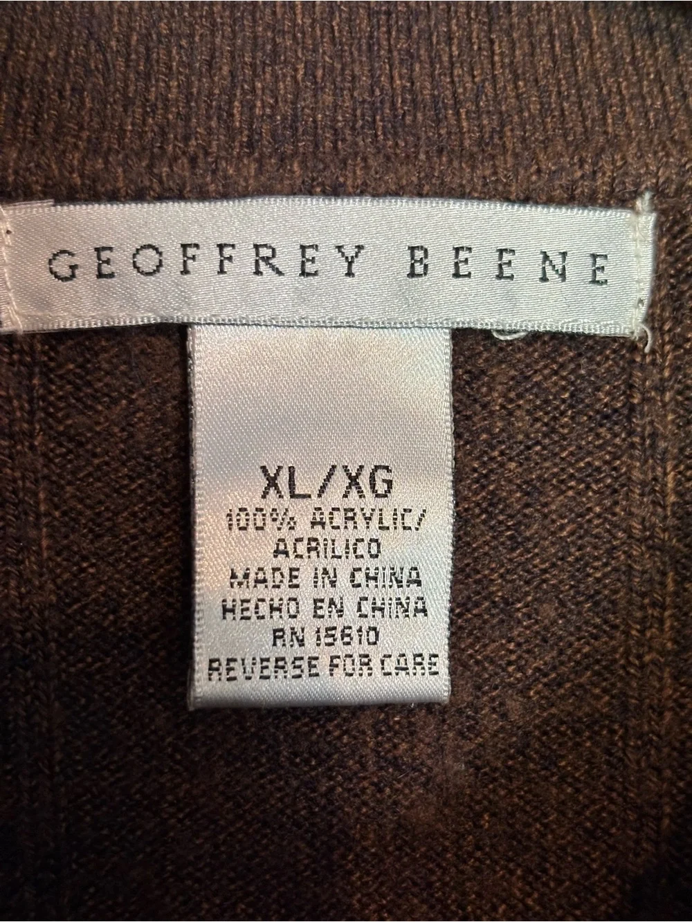 Geoffrey Beene Brown V-Neck Polo Sweater Size XL